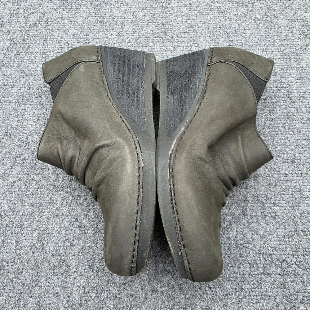 Dansko Sheena Stone Nubuck Ruched Wedge Ankle Booties Size 38 (US Women's 7.5-8)